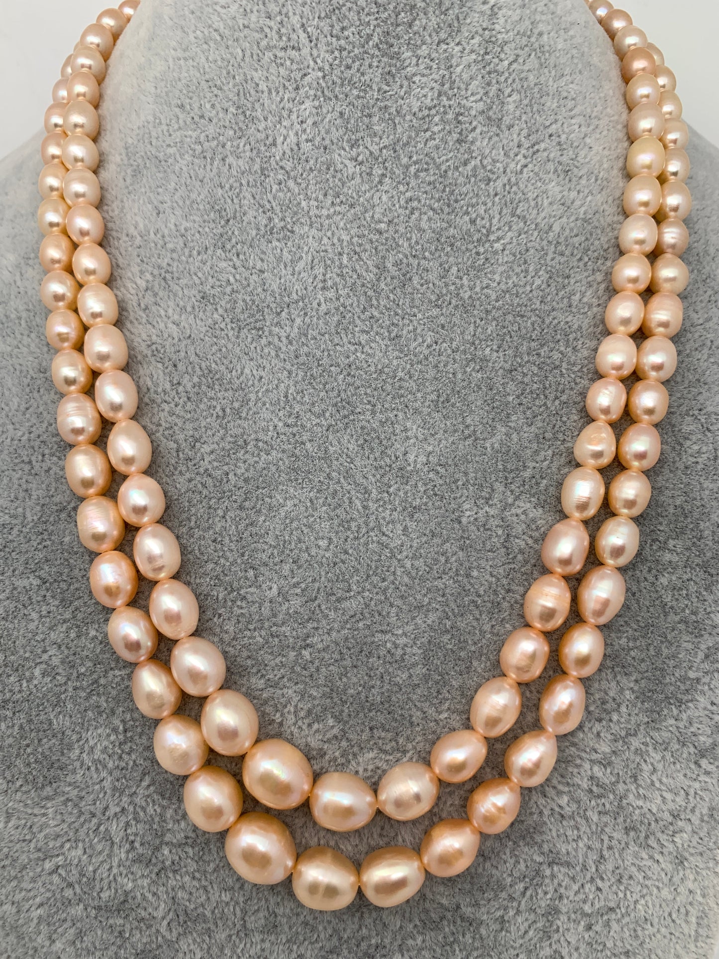 Two line Real Oval Kalgi Pearls Mala