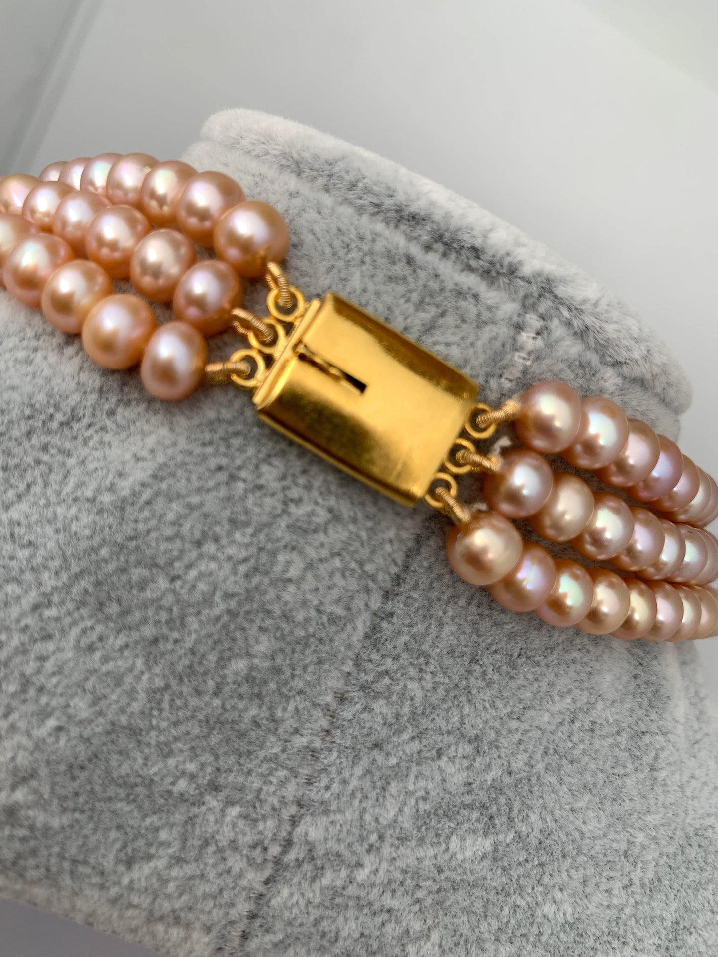 Three line Real Button Pearls Mala