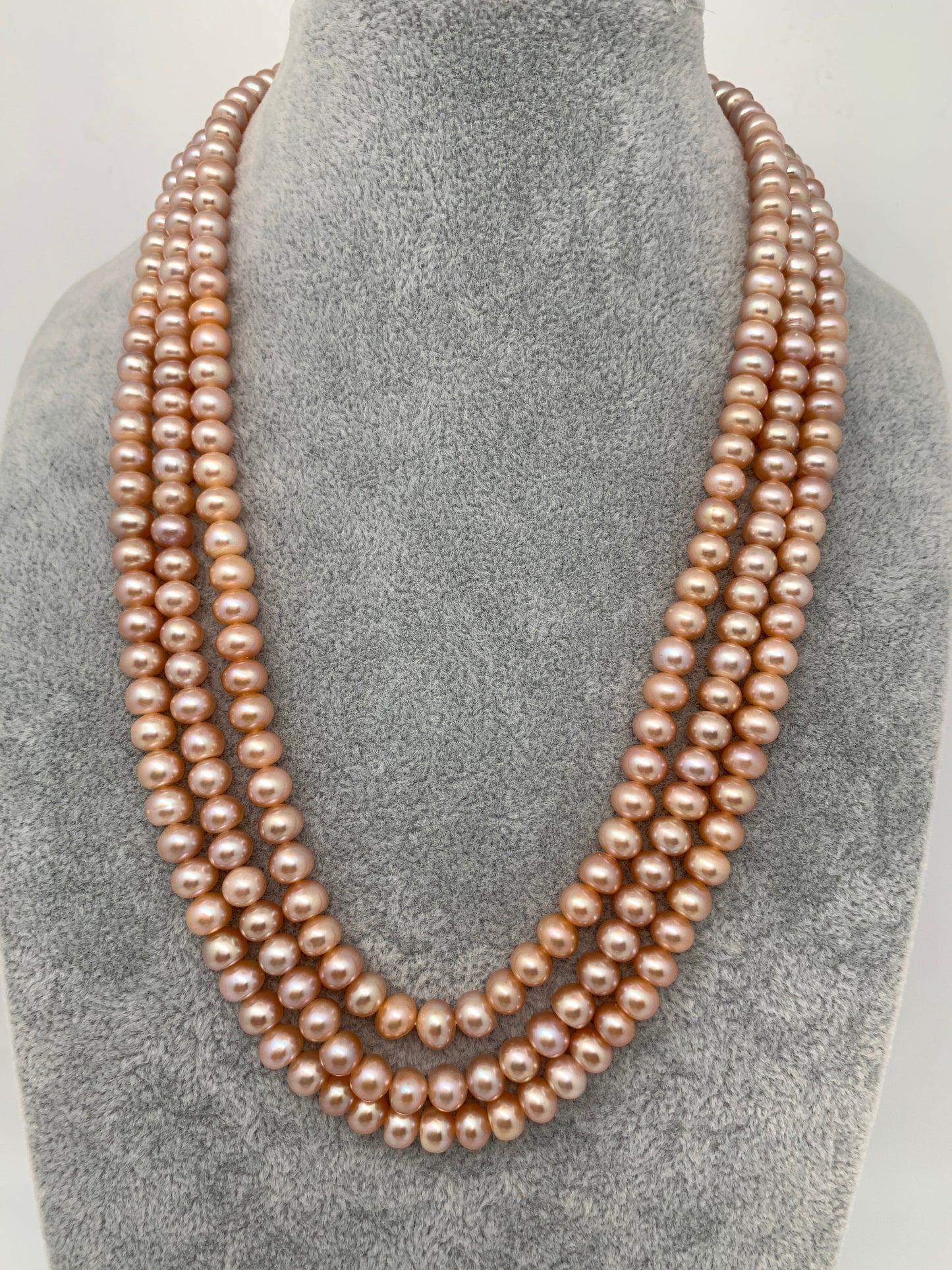 Three line Real Button Pearls Mala