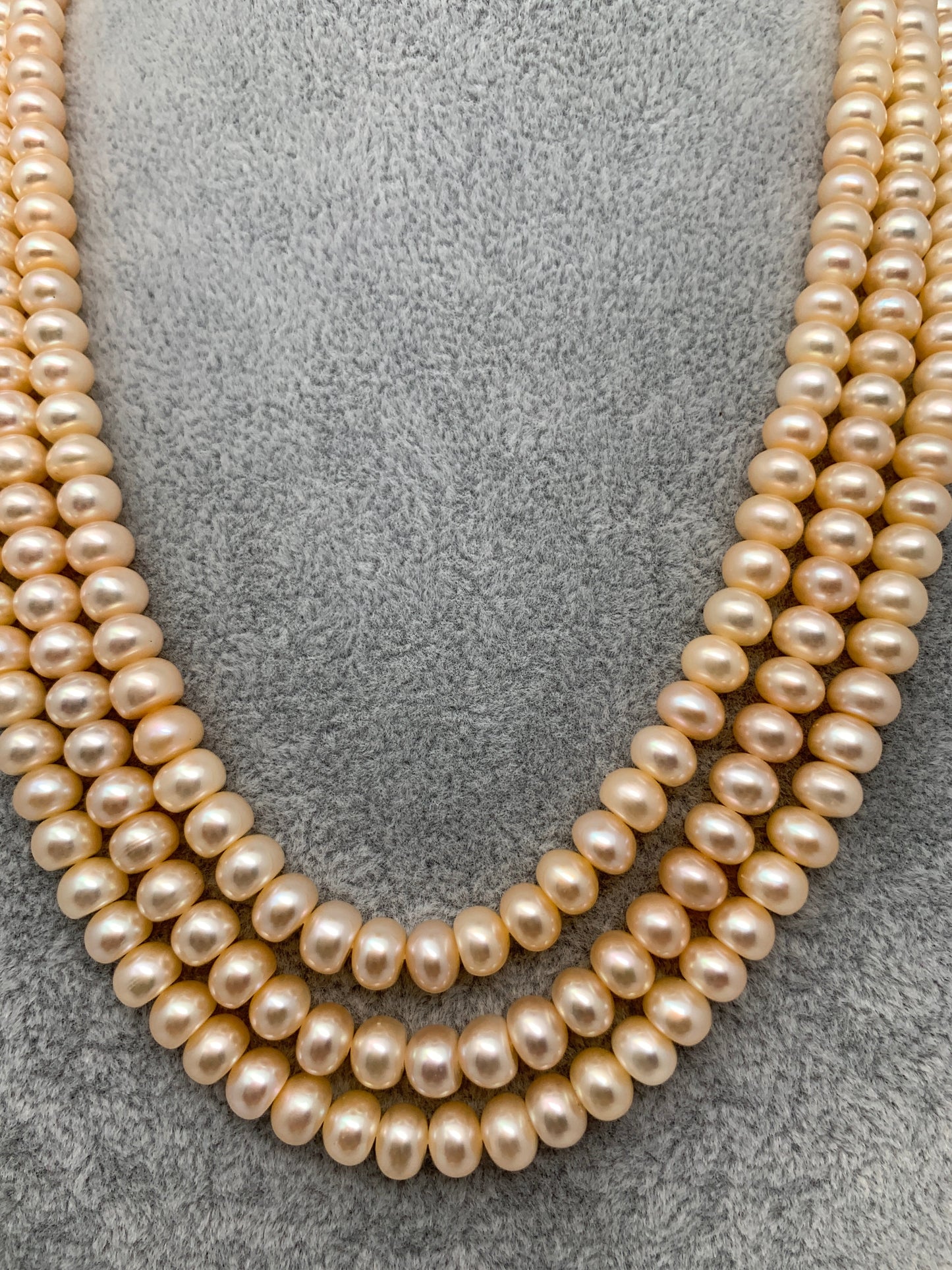 Three line Real Button Pearls Mala