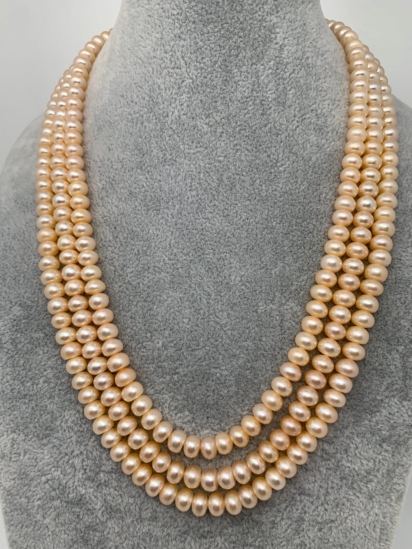 Three line Real Button Pearls Mala