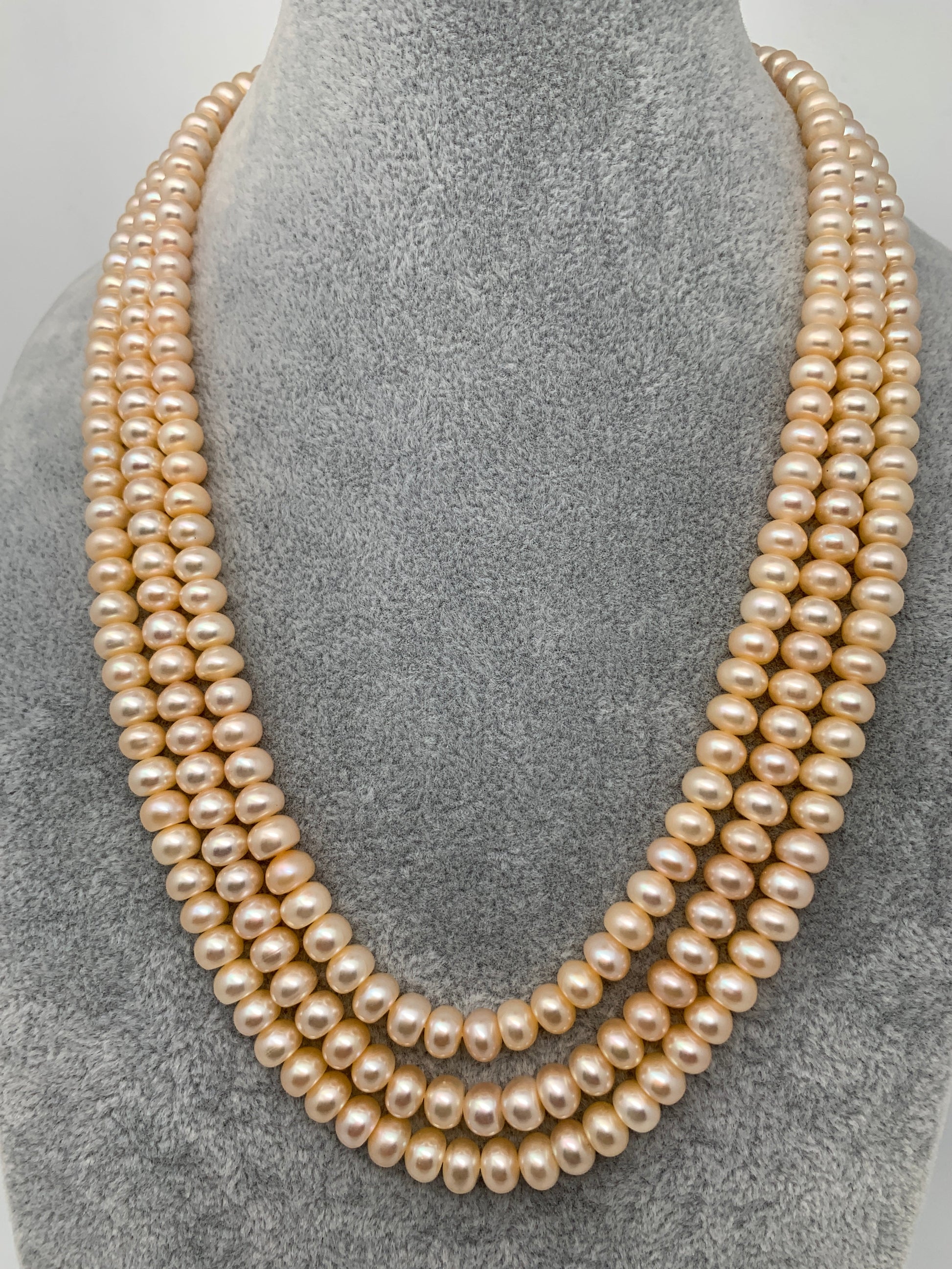 Three line Real Button Pearls Mala