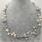 Six line Real Button Pearls Necklace