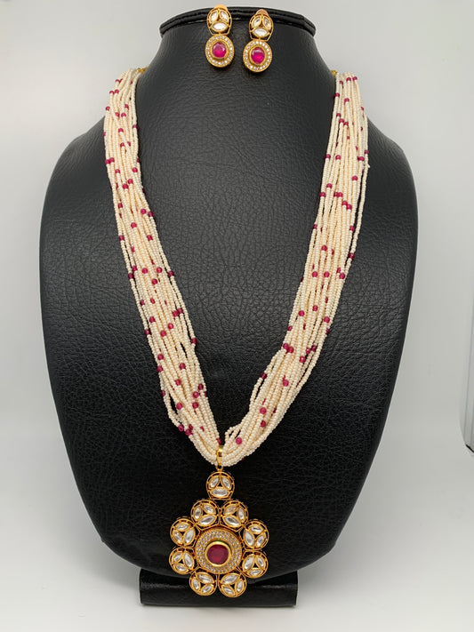 Small Pearl Rani Haar with Kundan Floral Pendent