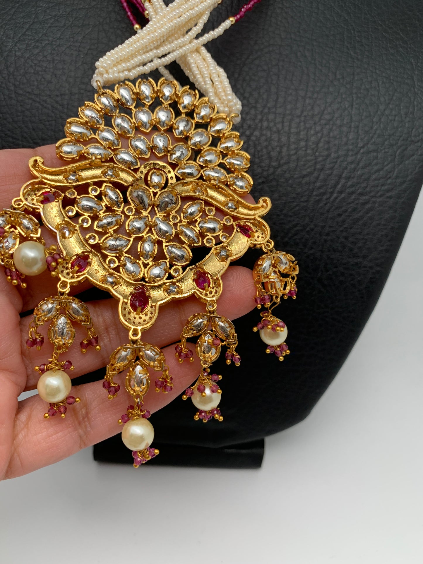 Small Pearl Rani Haar with Kundan Floral Pendent