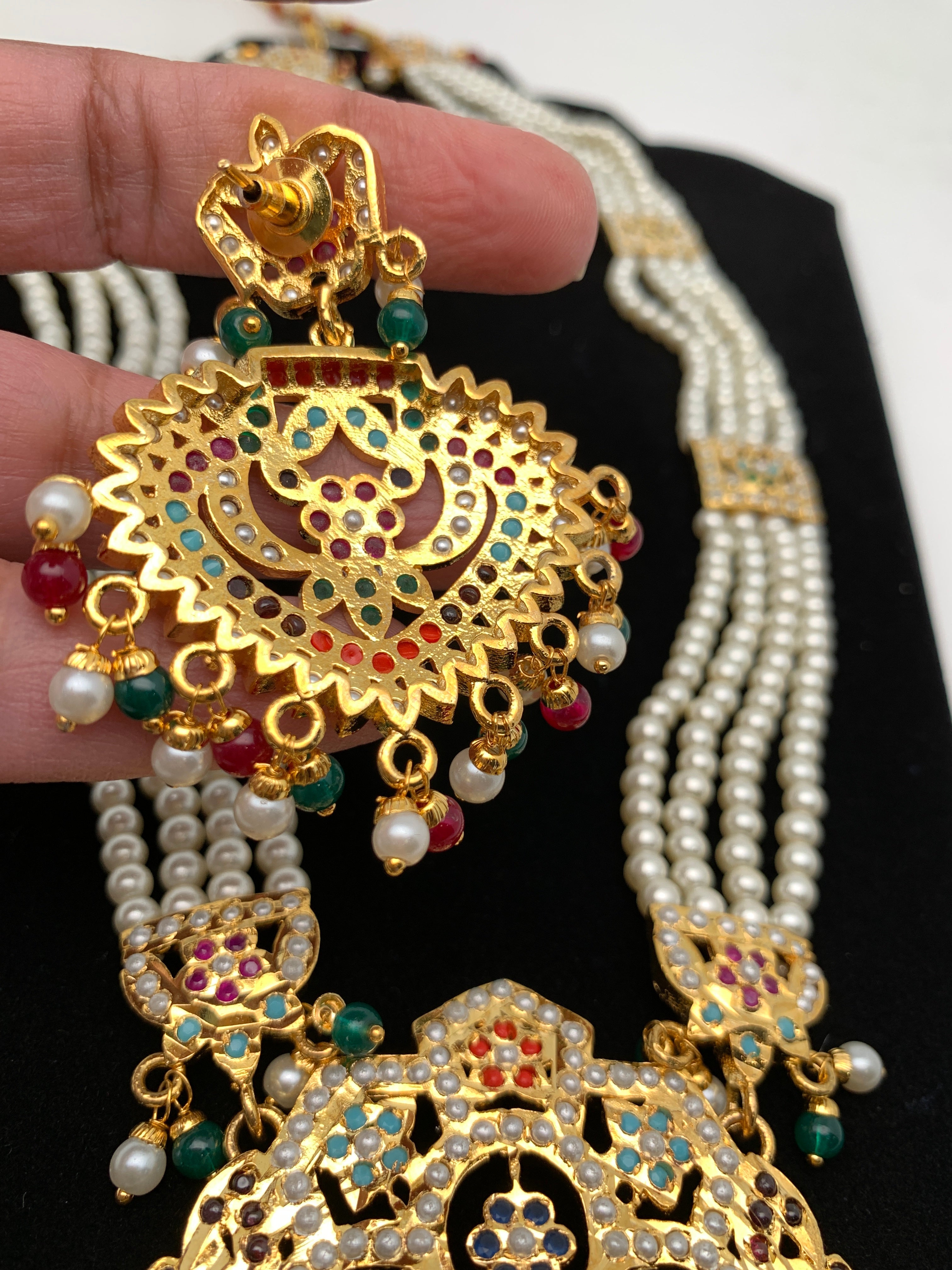 LN90 Cassie hyderbadi Jadau rani haar set in Navratan beads , Indian jewellery , 2024