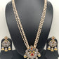 AD Red Stone Pendent Rice Pearl Mala