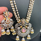 AD Pink Stone Pendent Rice Pearl Mala