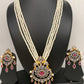 AD Red Stone Elephant Pendent Pearl Mala