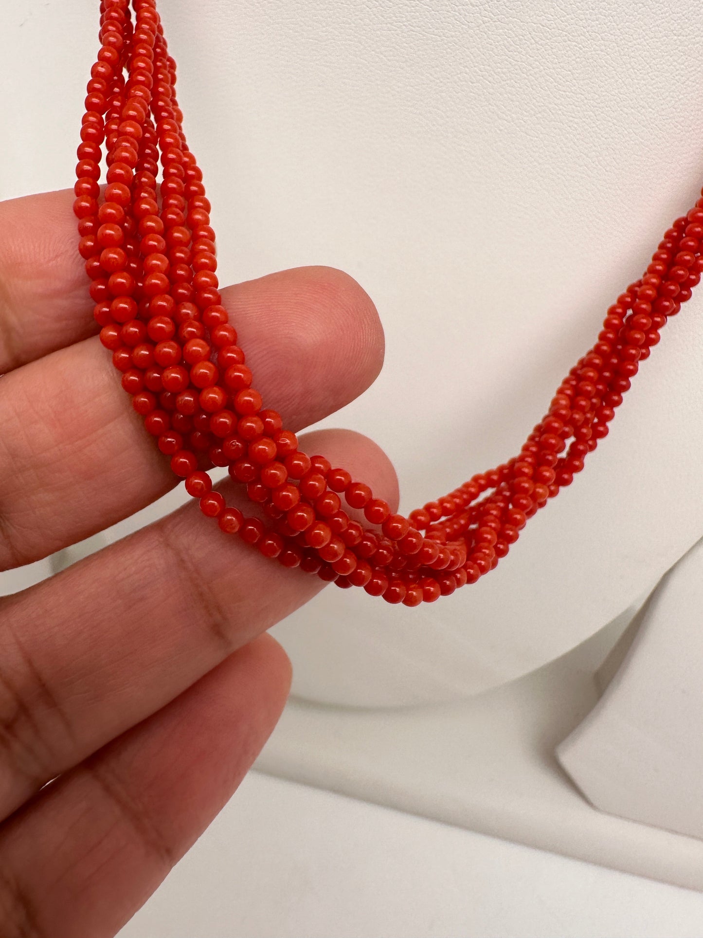 Real Coral 6 Strands Mala Necklace