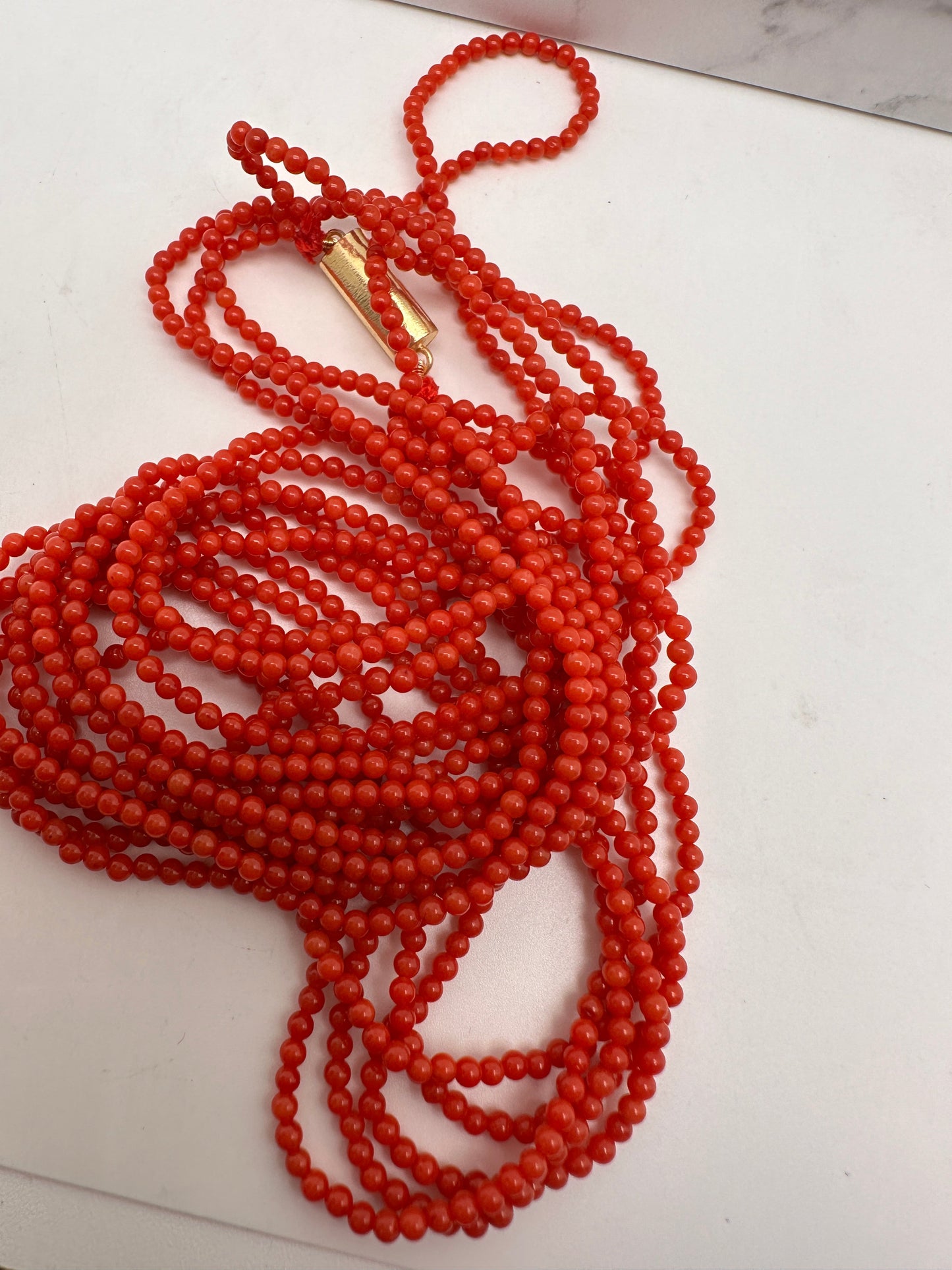 Real Coral 6 Strands Mala Necklace