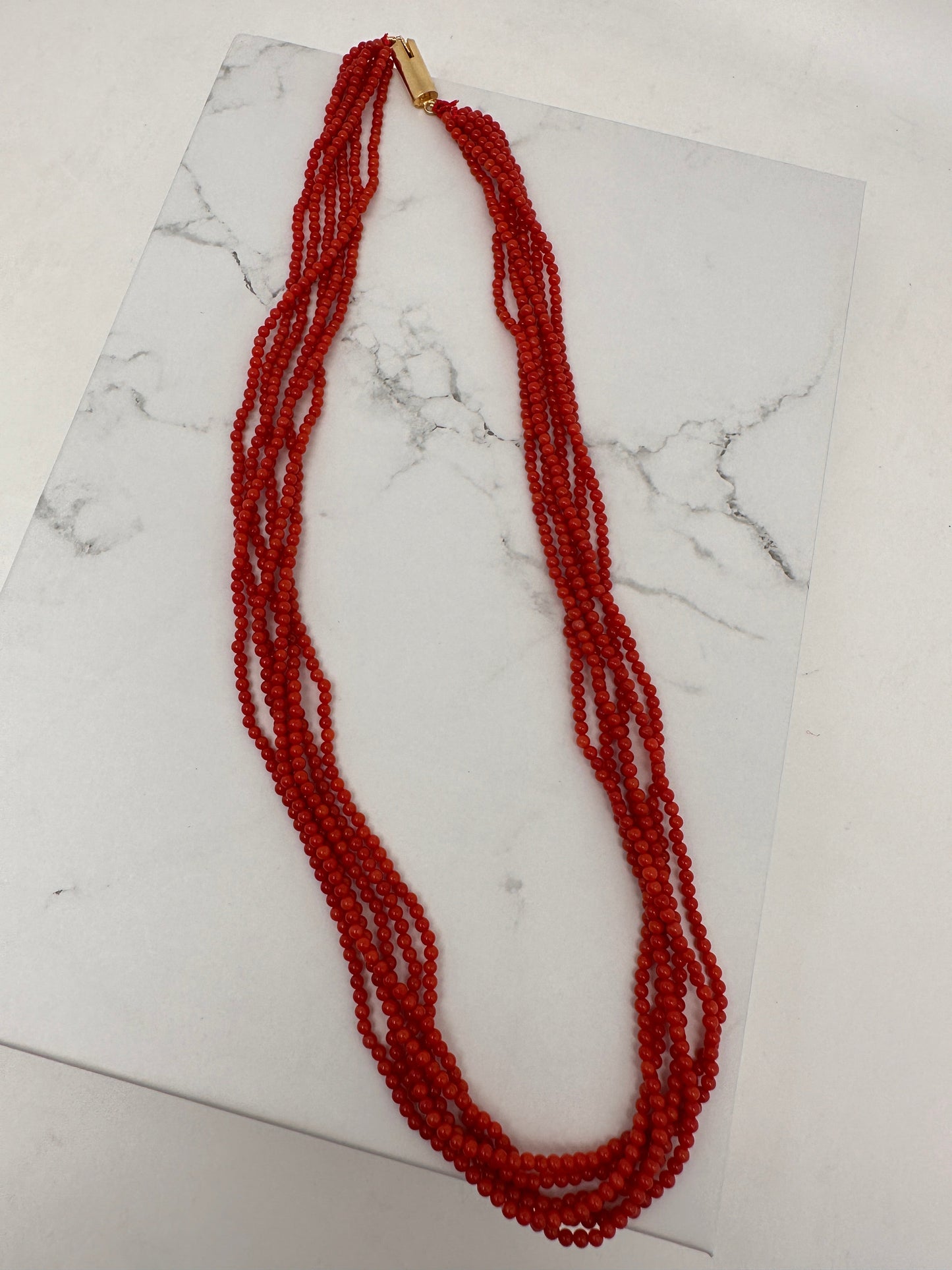 Real Coral 6 Strands Mala Necklace