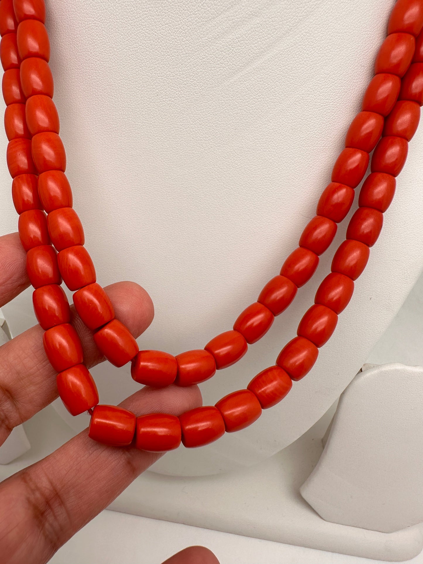 Real Coral 2 Strands Mala Necklace