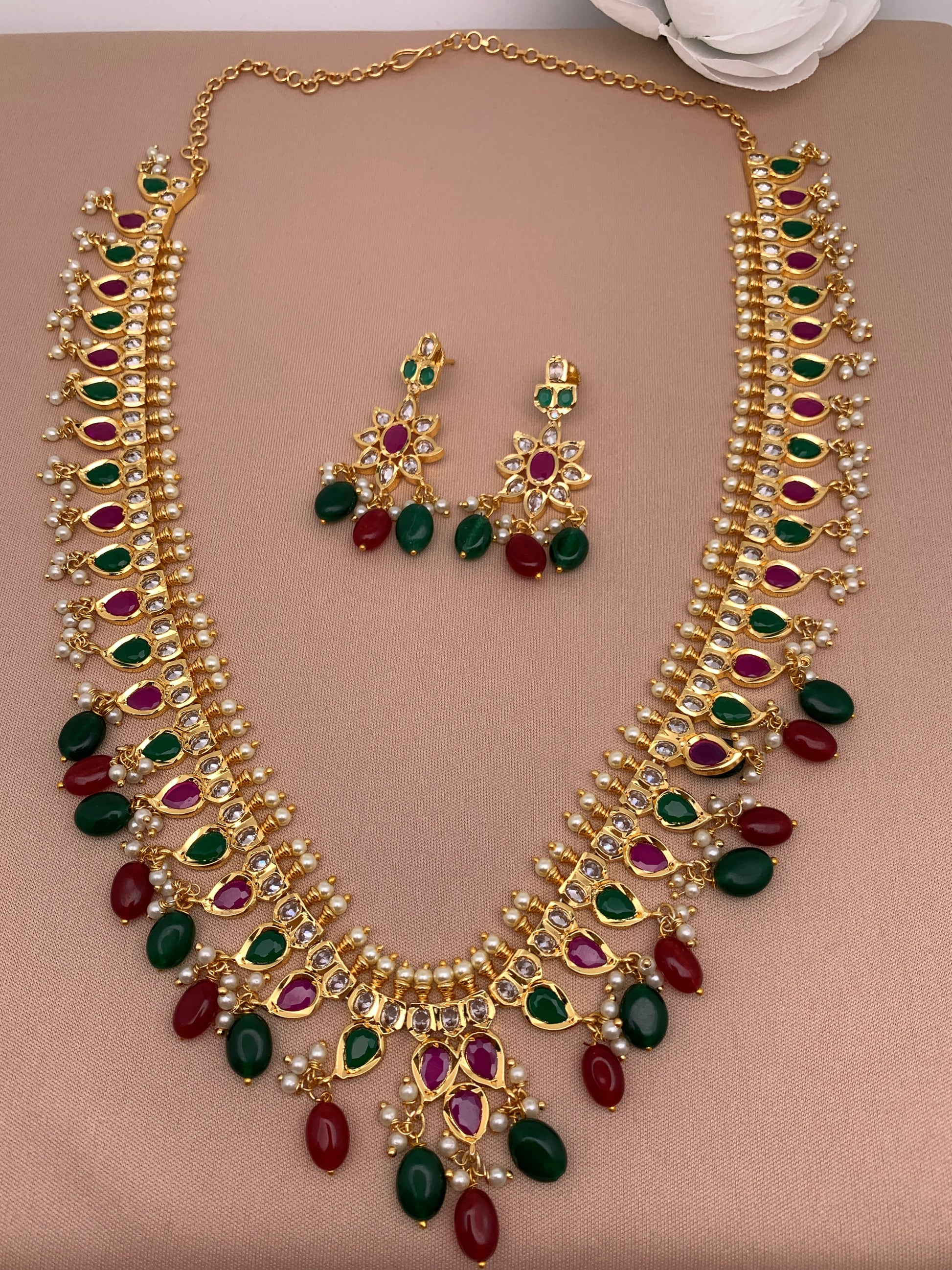 Multi Color Stones Long Necklace