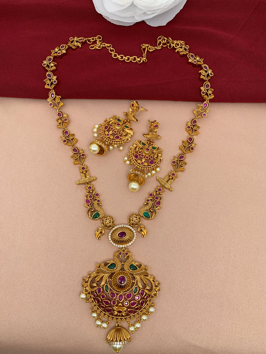 Multi Stone CZ Peacock Pendent Necklace