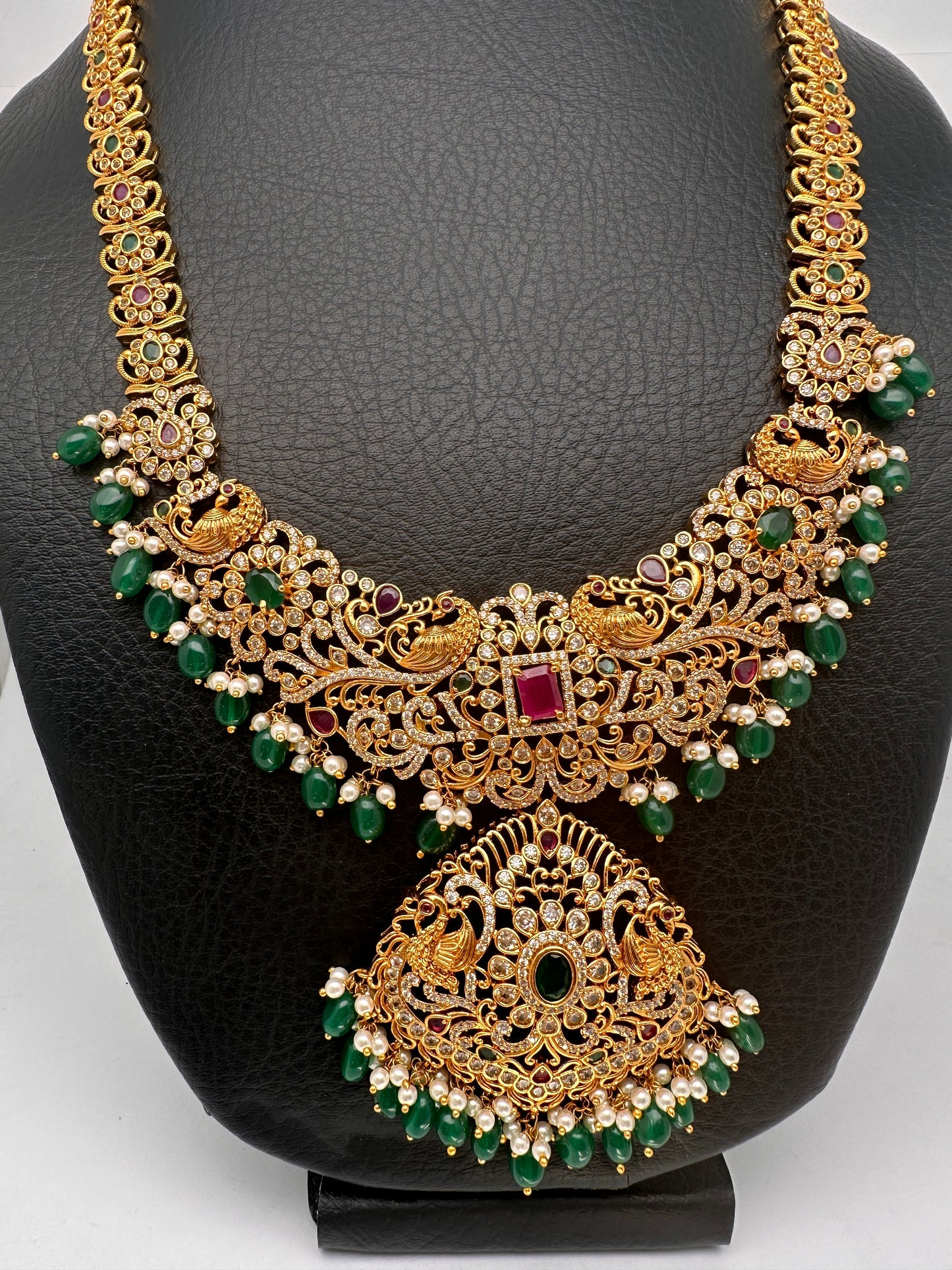 Multi Stone Green beads Peacock Design Ethnic Necklace