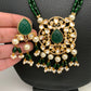 Kundan AD Pendent Green Beads Mala