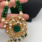 Kundan AD Pendent Green Beads Mala