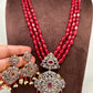 AD Red Stone Pendent Ruby Beads Mala