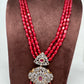 AD Red Stone Pendent Ruby Beads Mala