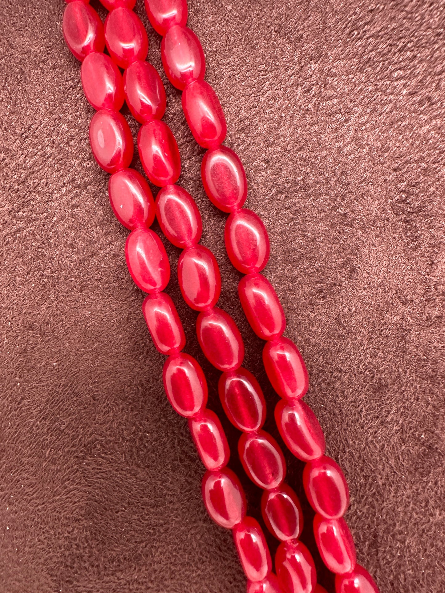 AD Red Stone Pendent Ruby Beads Mala