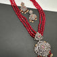 AD Red Stone Pendent Ruby Beads Mala