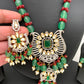 AD Pendent Green Maroon Beads Long Mala