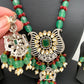 AD Pendent Green Maroon Beads Long Mala