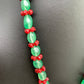 AD Pendent Green Maroon Beads Long Mala