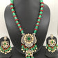 AD Pendent Green Maroon Beads Long Mala