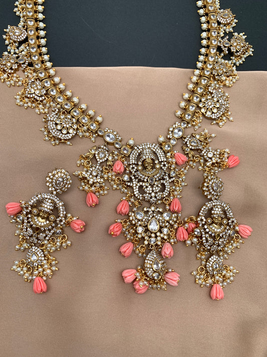 Balaji Pendent Polki Pink Floret Beads Guttapusalu