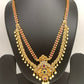 CZ Red Green Multi Stone Double Layer Mid Length Ethnic Necklace