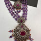 Polki Victorian Finish Beads Rani haar - Purple