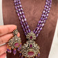 Polki Victorian Finish Beads Rani haar - Purple