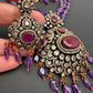 Polki Victorian Finish Beads Rani haar - Purple