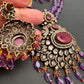 Polki Victorian Finish Beads Rani haar - Purple