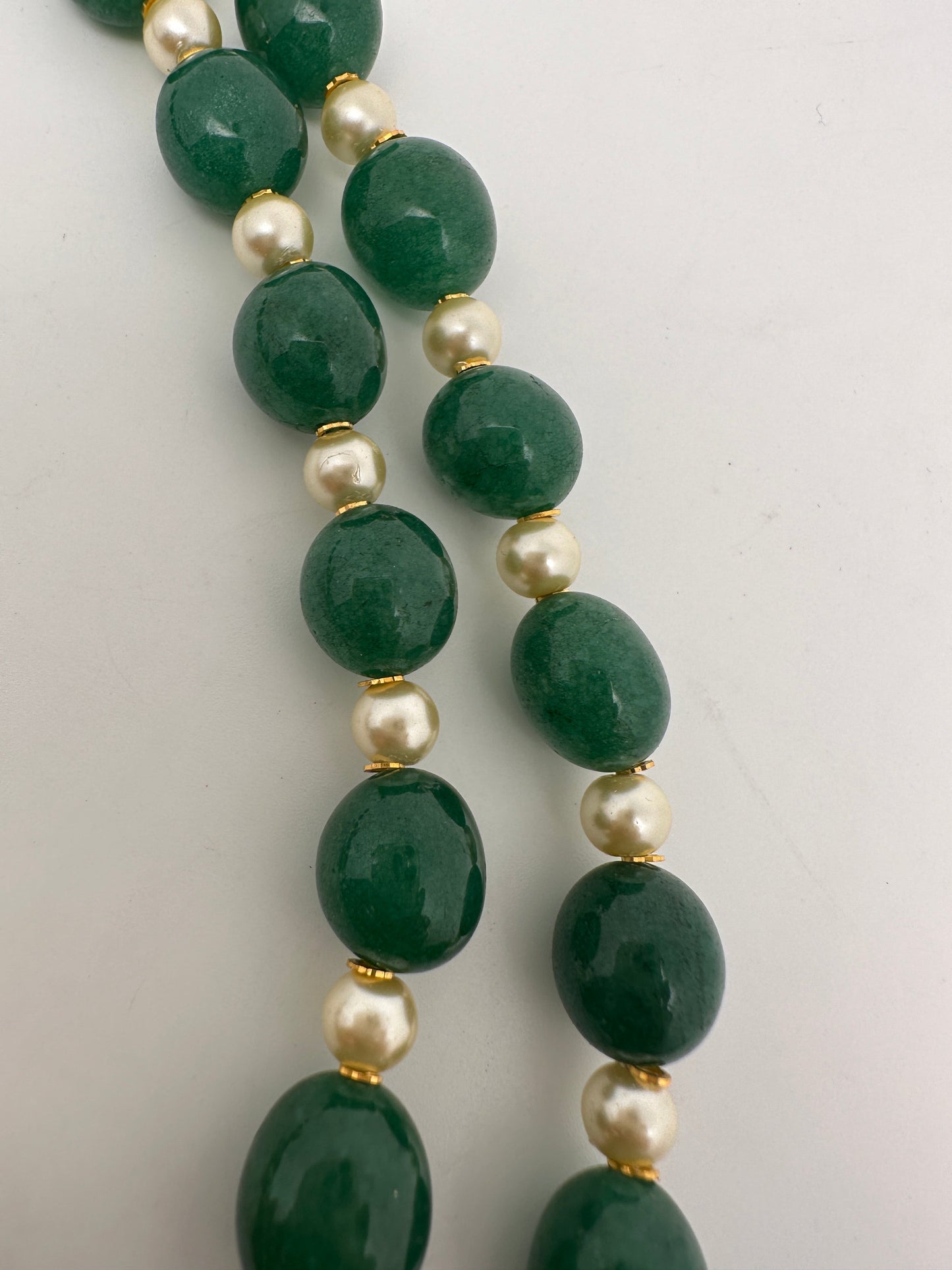 Victorian Moissanite Kundan Peacock Pendent Green Beads Long Necklace