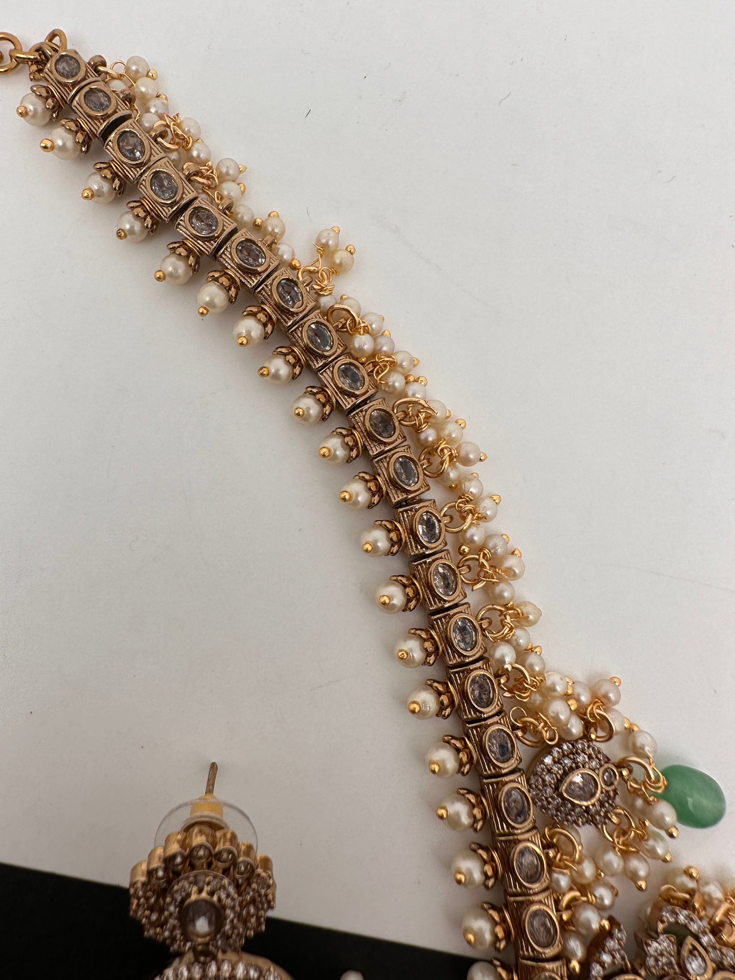 Balaji Pendent Polki Green Beads Guttapusalu