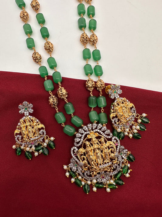 Ram Parivar Green Beads Nakshi Balls Necklace