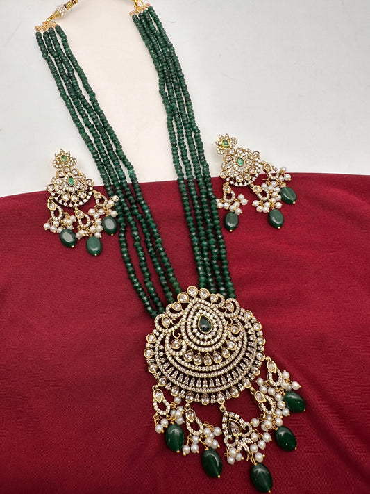 Victorian Mehendi Polish Green Onyx Beads Necklace