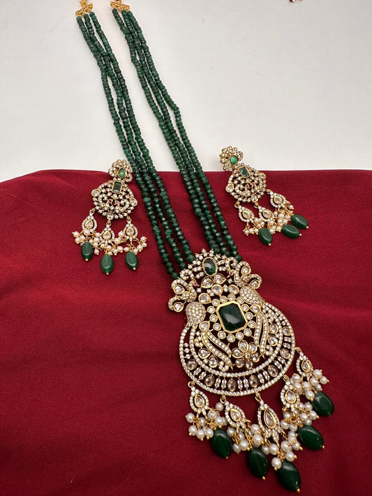 Victorian Mehendi Polish Green Onyx Beads Necklace