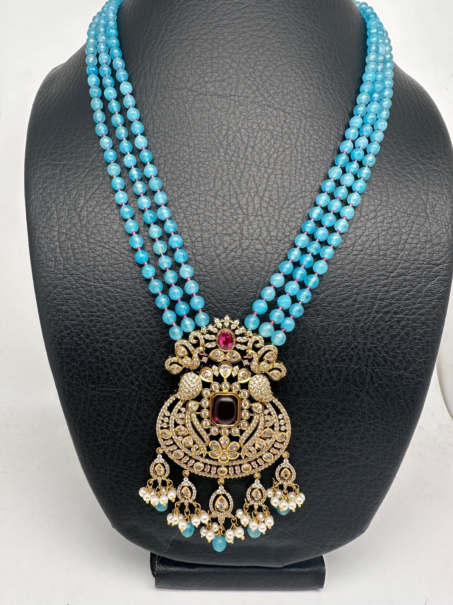 AD Victorian Pendent Blue Beads Necklace