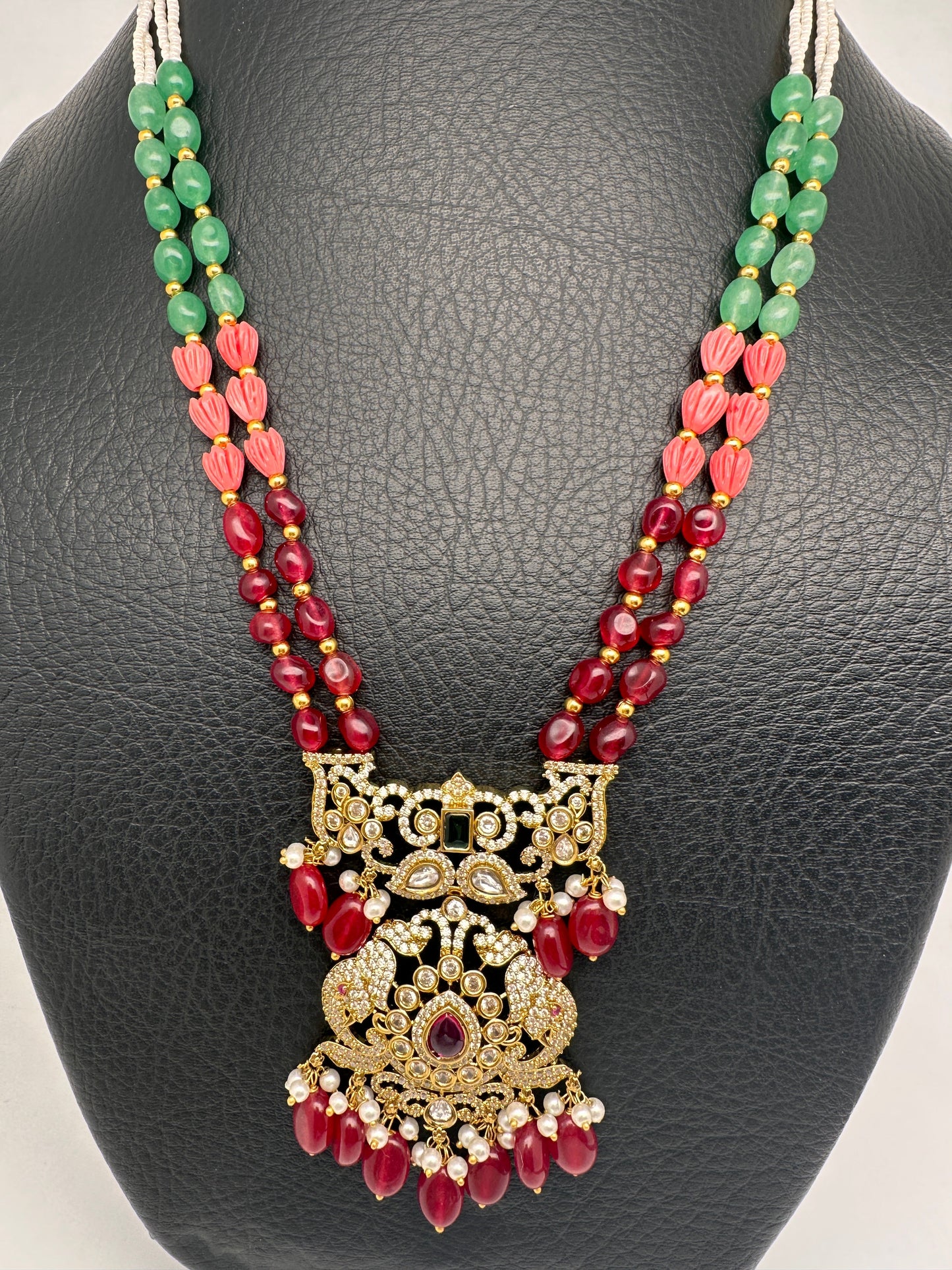 AD Victorian Pendent Tulip Beads Multi Color Necklace