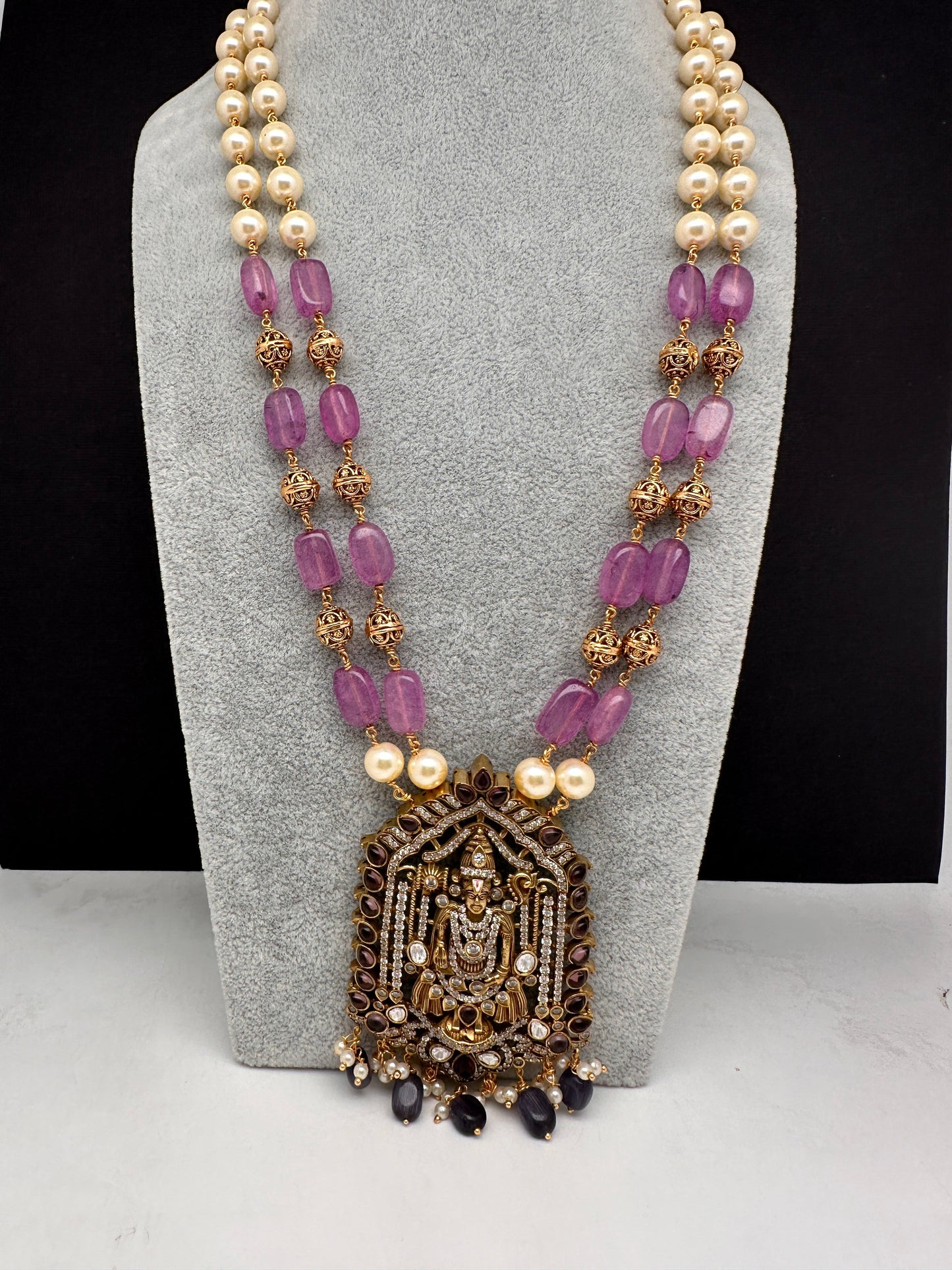 Balaji Tar Mala Victorian Finish Beads Rani haar - Purple