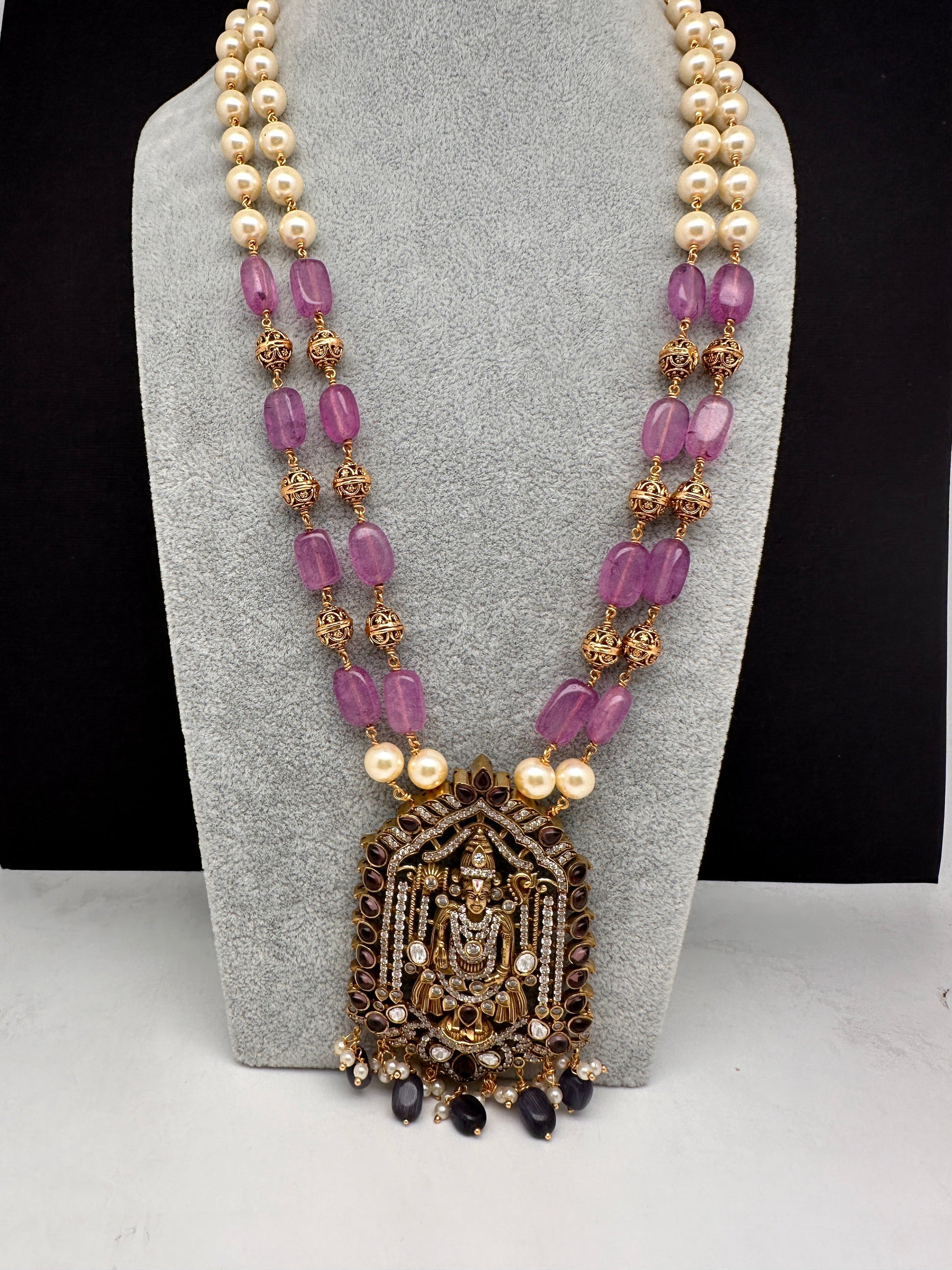 Balaji Tar Mala Victorian Finish Beads Rani haar - Purple