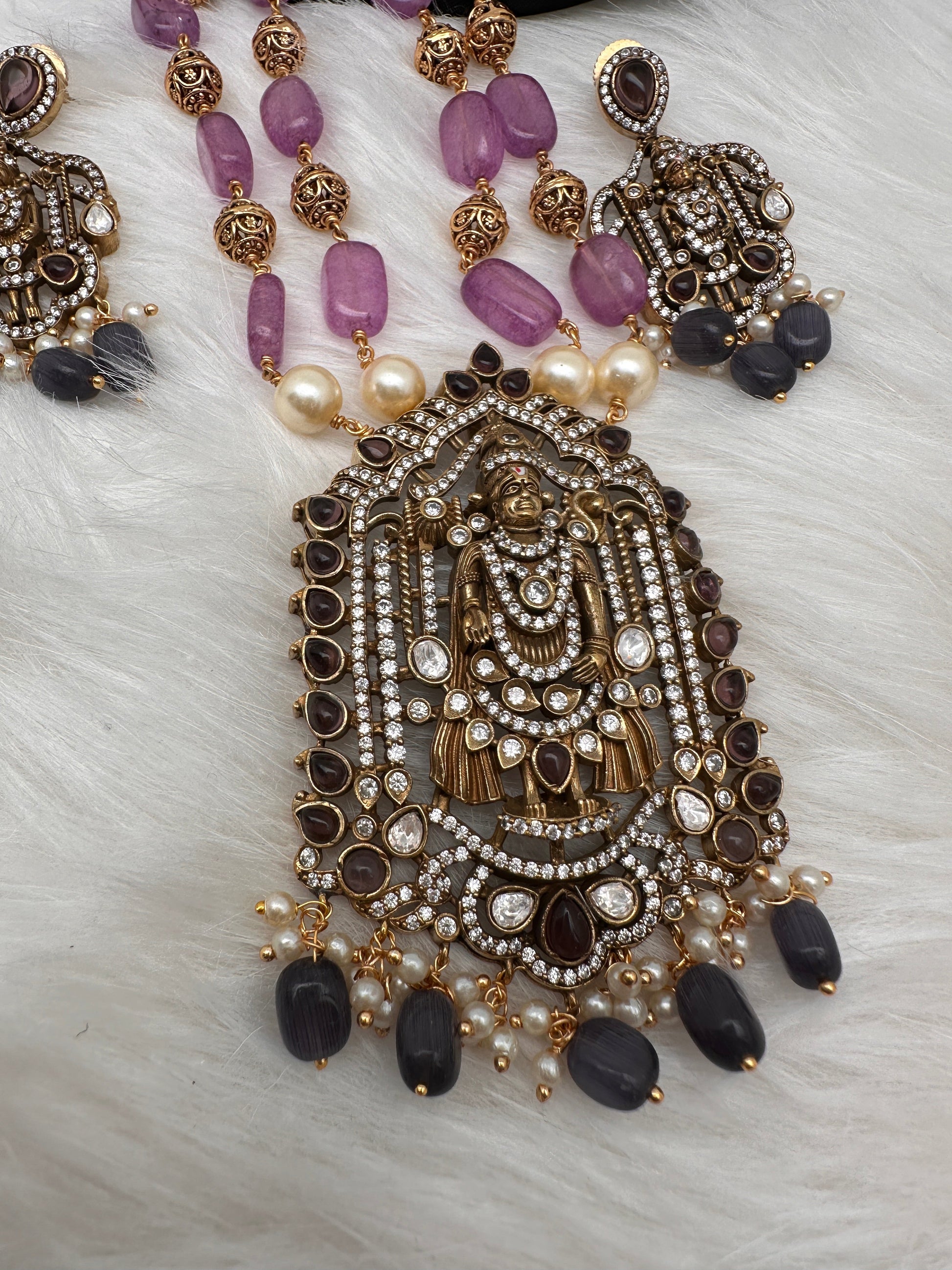 Balaji Tar Mala Victorian Finish Beads Rani haar - Purple