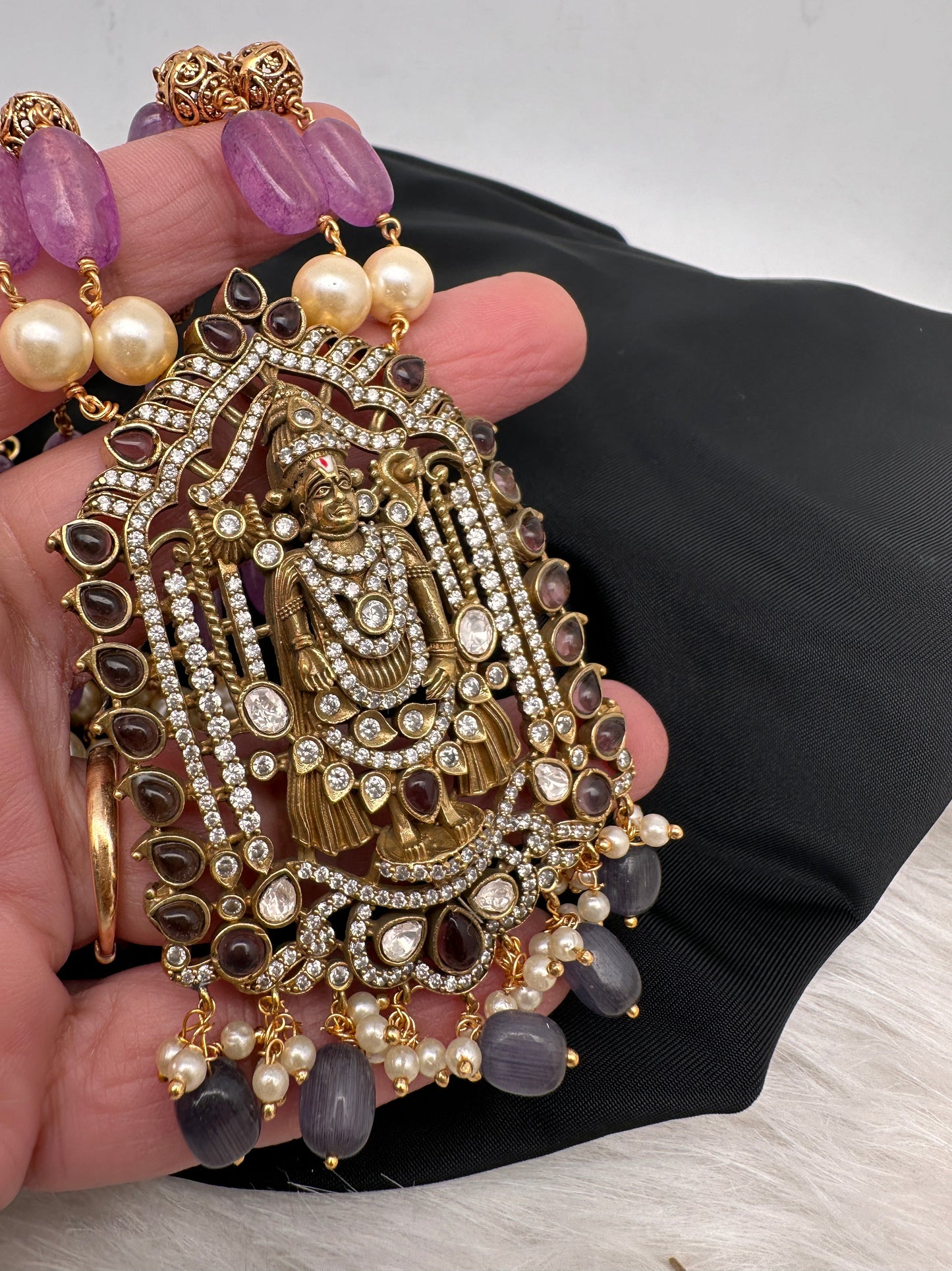 Balaji Tar Mala Victorian Finish Beads Rani haar - Purple