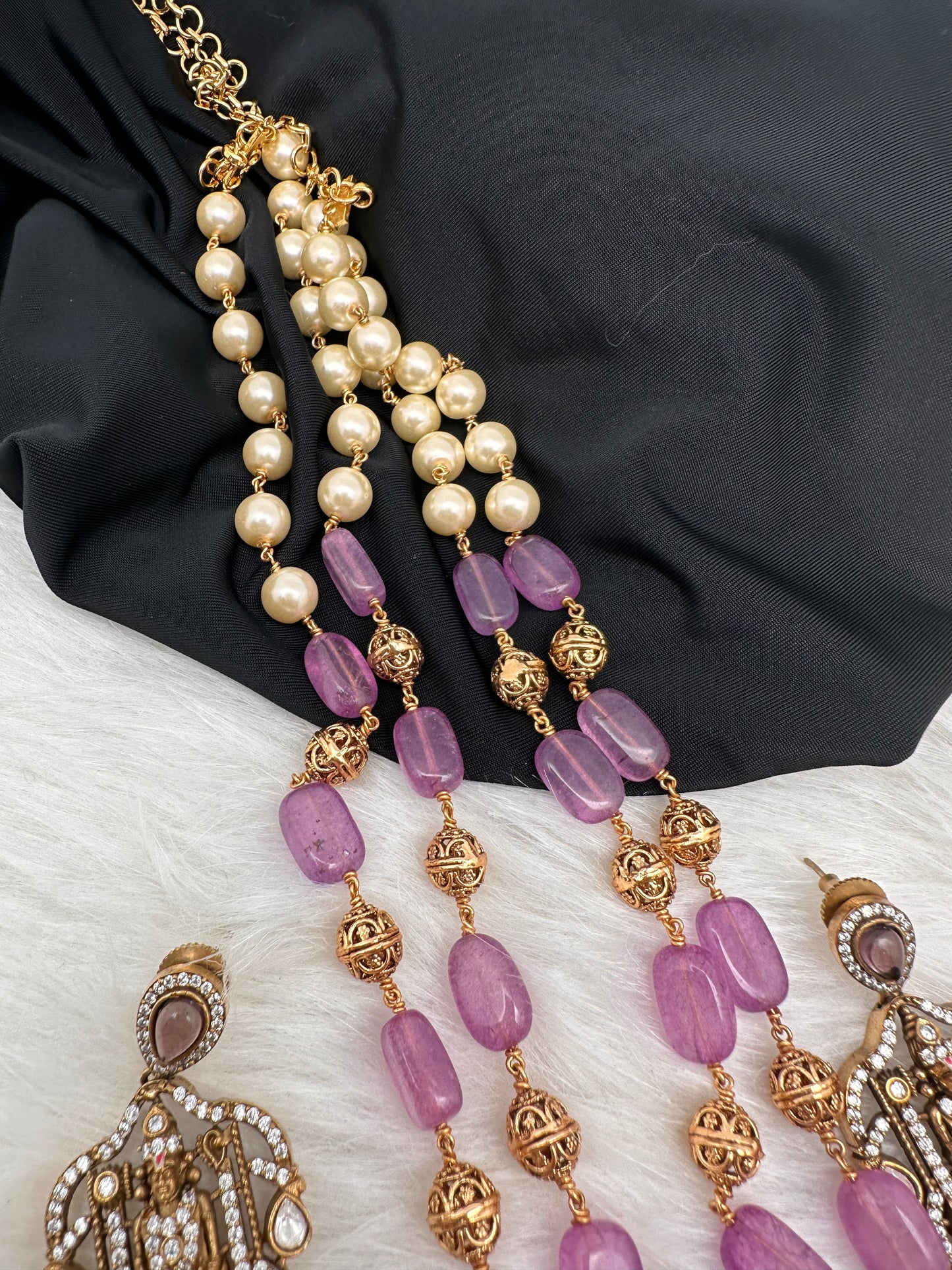 Balaji Tar Mala Victorian Finish Beads Rani haar - Purple