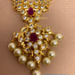 Red Stone CZ Pearls Neckalce