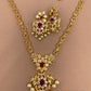 Red Stone CZ Pearls Neckalce